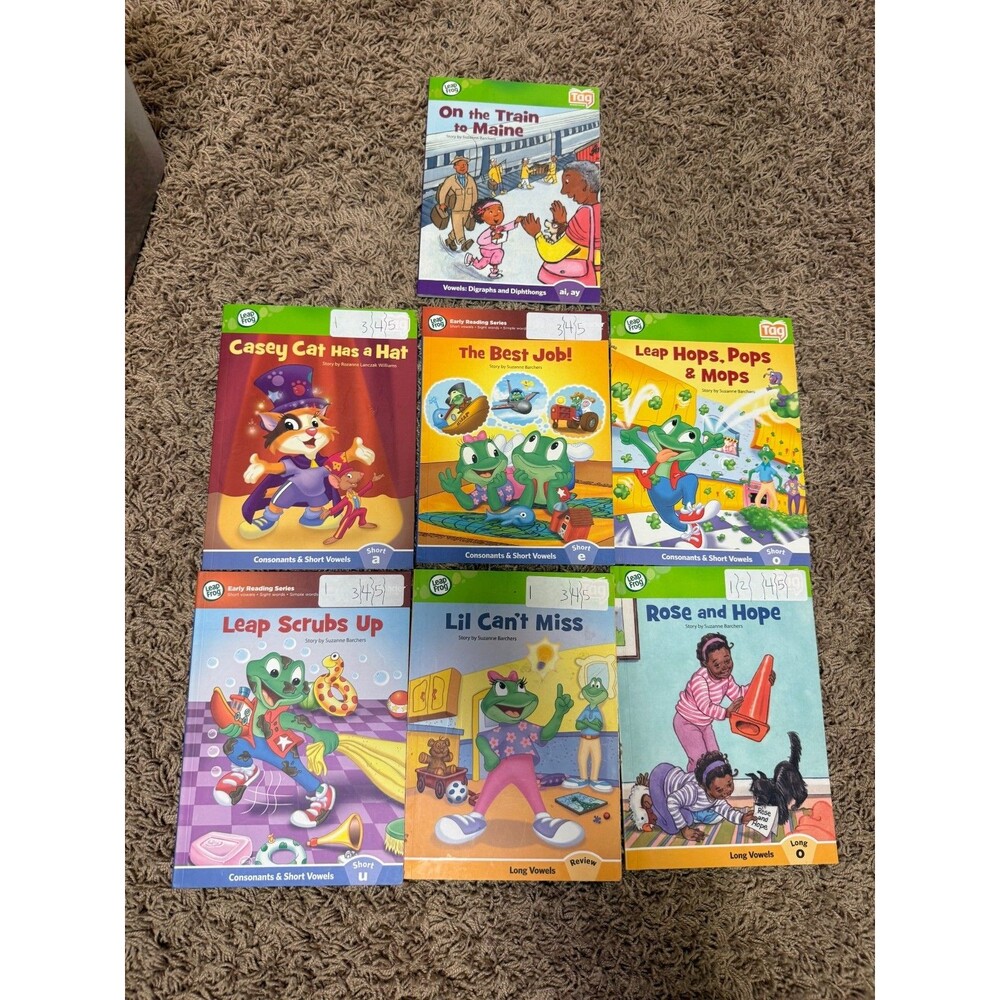 LeapFrog LeapReader Interactive Books Lot of 7 Phonics, long & short vowels
